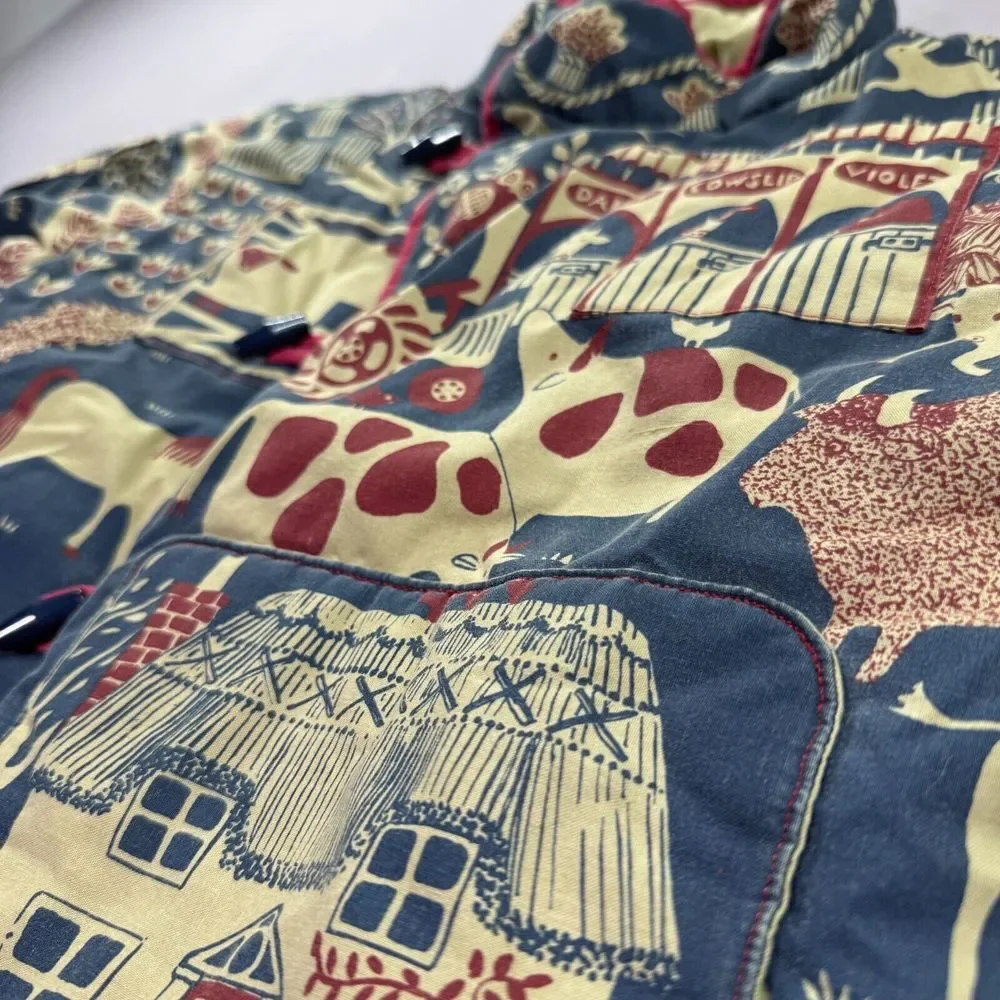 Asian Jacket Kids S/M Cows Horses Quilted Imperial Tang Chinese‎ Toggle Button
